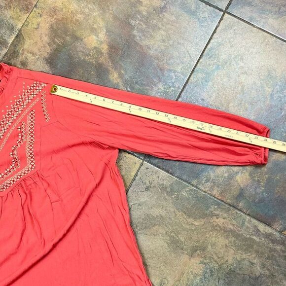 Torrid Washable Crinkle Gauze Relaxed Embroidered Blouse Baked Apple 2 2X 18-20 - Picture 10 of 11